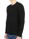 Crew Neck Lambswool Knit Top Black - DRUMOHR - BALAAN 3