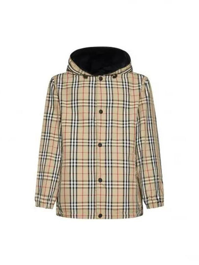 Reversible Check Nylon Hooded Jacket Black Beige - BURBERRY - BALAAN 2