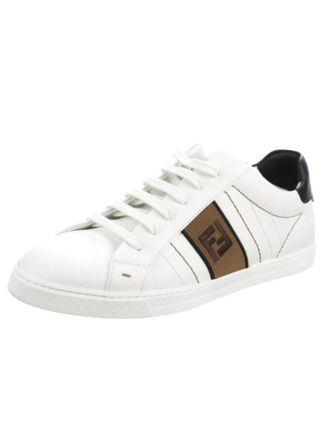 FF Logo Leather Low Top Sneakers White - FENDI - BALAAN 3