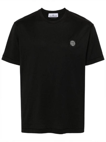 Logo Patch Short Sleeve T-Shirt Black - STONE ISLAND - BALAAN 2