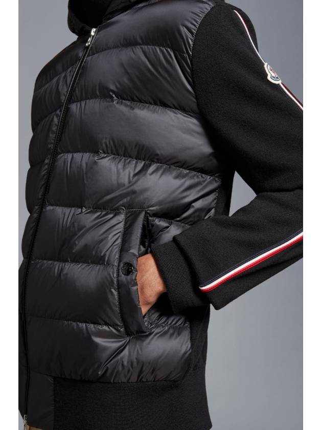 Logo Patch Padded Wool Hooded Jacket Black - MONCLER - BALAAN 6