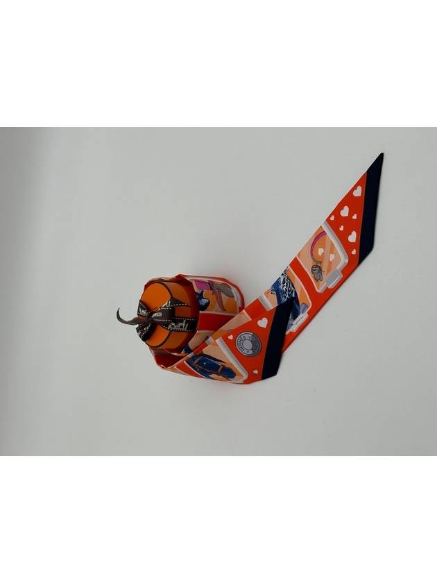 Twilly Story Orange Blue Orange Petite Scarf H063875S - HERMES - BALAAN 5