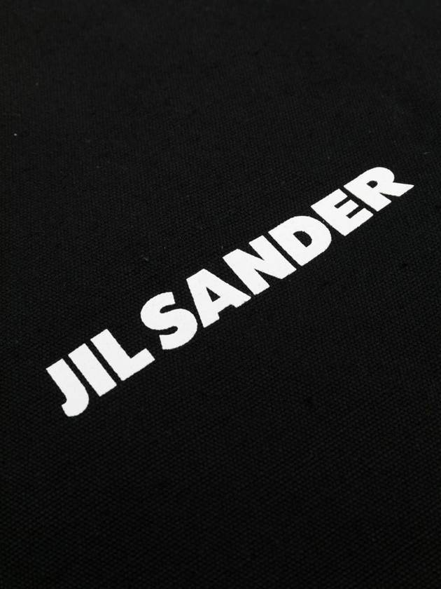 Logo Print Large Cotton Tote Bag Black - JIL SANDER - BALAAN 4