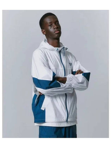 Mesh Hybrid Windbreaker White Turkish Blue - REEBOK - BALAAN 1