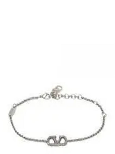 V Logo Crystal Bracelet Silver - VALENTINO - BALAAN 2