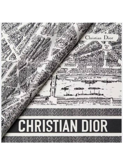 PLAN DE PARIS 90 Square Scarf White Black Silk - DIOR - BALAAN 2