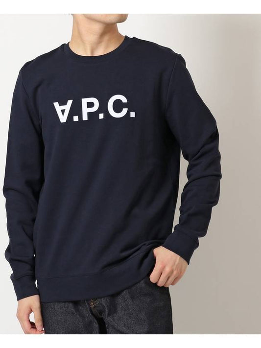 Men's VPC Logo Print Crew Neck Sweatshirt Navy - A.P.C. - BALAAN 2