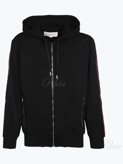 Logo Tab Zip-Up Hoodie Black - ALEXANDER MCQUEEN - BALAAN 2