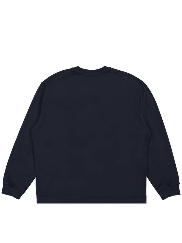 Crew Neck  Brushed Cotton Fleece Sweatshirt Navy - STONE ISLAND - BALAAN 3