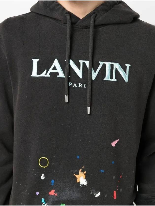 X Gallery Department Logo Embroidery Painting Sweatshirt Hooded Sweatshirt Washed Black TOG698 S1 - LANVIN - BALAAN 3