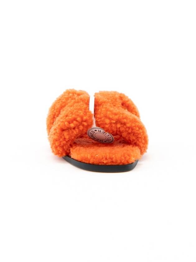 Oran Shearling Slippers Orange - HERMES - BALAAN 3