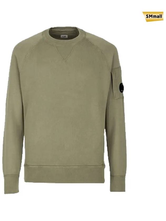 Men's Lens Wappen Crew Neck Sweatshirt Khaki - CP COMPANY - BALAAN 4