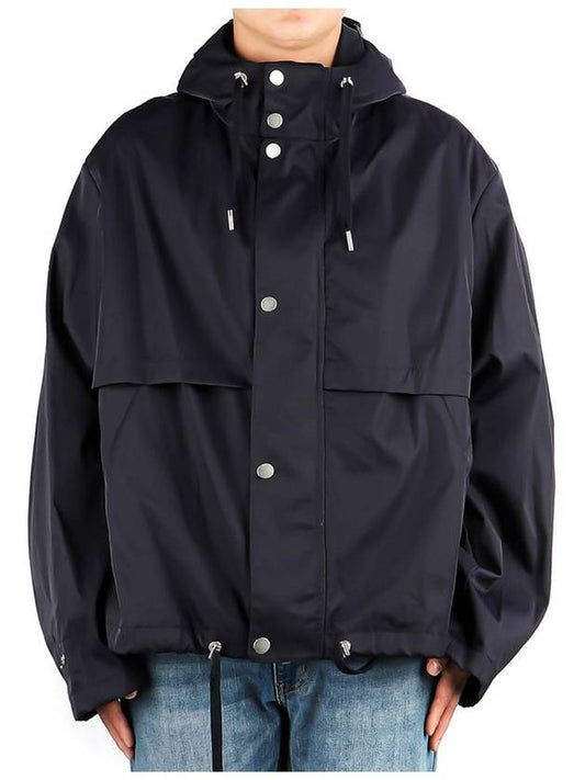 Hooded Lightweight Windbreaker Navy - AMI - BALAAN 2