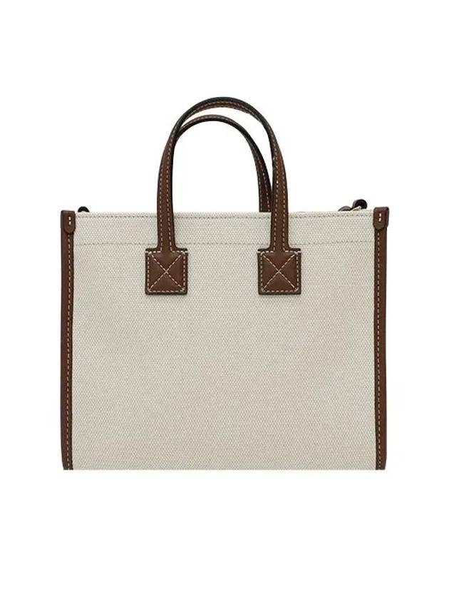 Mini Two-Tone Canvas and Leather Freya Tote Bag Natural Tan - BURBERRY - BALAAN 8