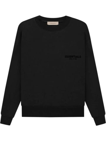 Logo Print Crew Neck Sweatshirt Black - FEAR OF GOD ESSENTIALS - BALAAN 1