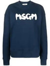 Brushed Logo Crop Cotton Sweatshirt Navy - MSGM - BALAAN 2