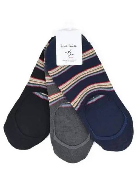 Striped 3 Pack Fake Socks Black Navy Grey - PAUL SMITH - BALAAN 2