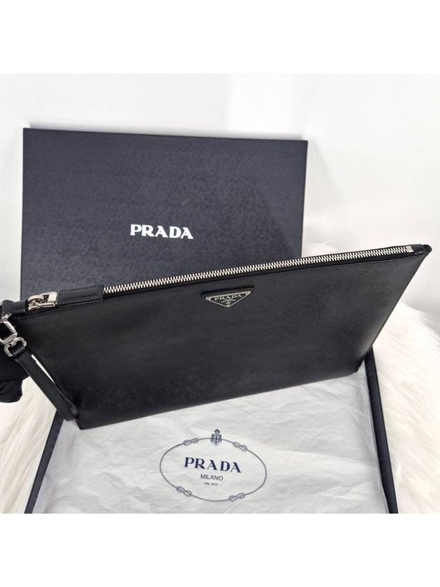 Saffiano triangle logo clutch bag black 2NH001 - PRADA - BALAAN 5