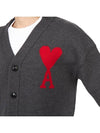 Big Heart Logo Wool Cardigan Grey - AMI - BALAAN 9