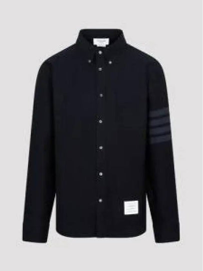 Men's 4 Bar Tech Twill Button Down Long Sleeve Shirt Navy - THOM BROWNE - BALAAN 2