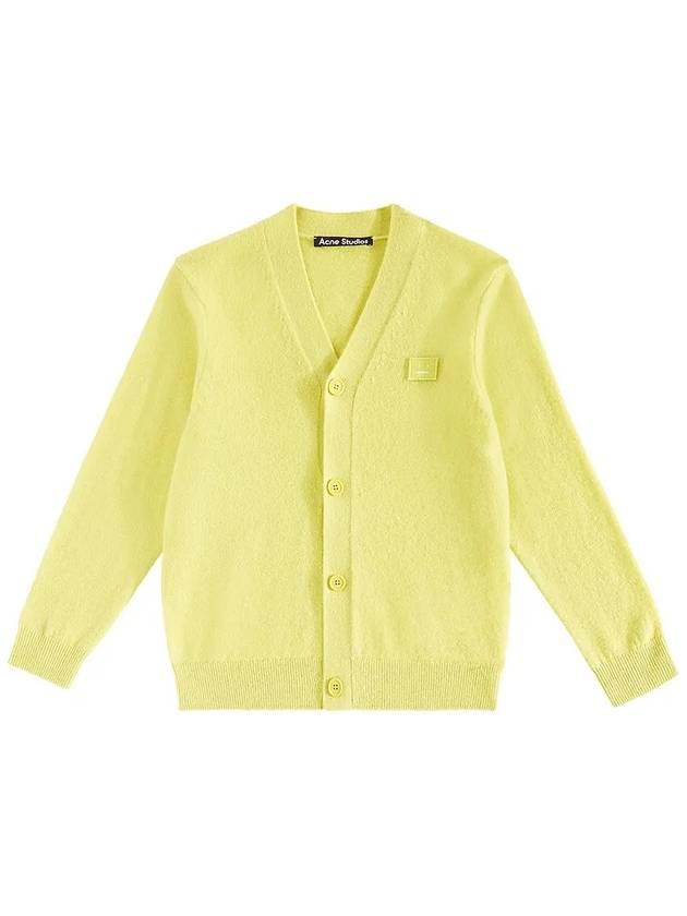 Face Logo V-Neck Cardigan Yellow - ACNE STUDIOS - BALAAN 3