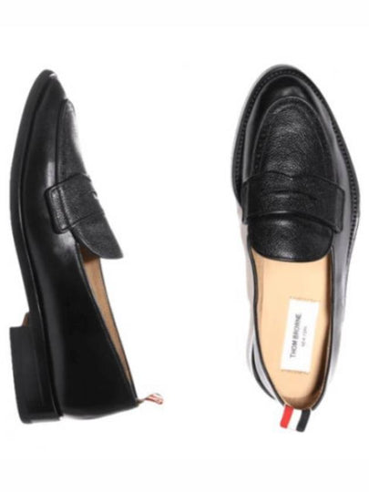 Men's Vitello Flexible Leather Sole Soft Penny Loafer Black - THOM BROWNE - BALAAN 2