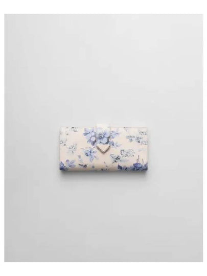 Floral Print Leather Long Wallet Blue - PRADA - BALAAN 2