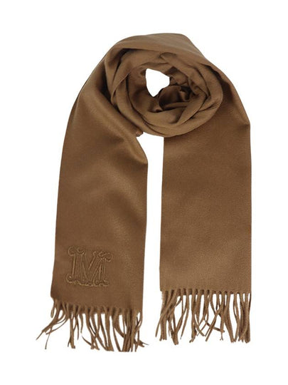 Wsdahlia Embroid M Logo Fringe Cashmere Muffler Camel - MAX MARA - BALAAN 2