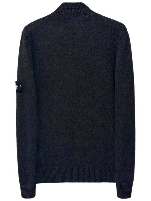 High Neck Half Button Lambswool Knit Top Charcoal - STONE ISLAND - BALAAN 3