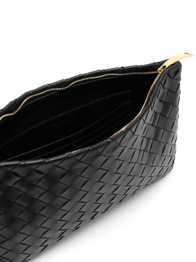 Intrecciato Medium Clutch Bag Black - BOTTEGA VENETA - BALAAN 4