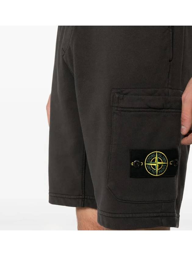 Cotton Fleece Cargo Bermuda Shorts Dark Grey - STONE ISLAND - BALAAN 6