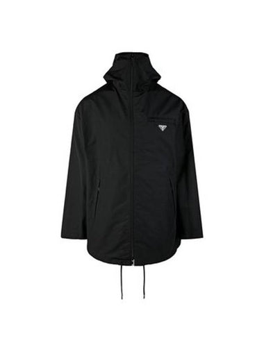 Technical Poplin Hooded Raincoat Black - PRADA - BALAAN 1