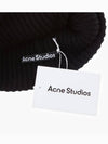 Face Patch Ribbed Wool Beanie Black - ACNE STUDIOS - BALAAN 5