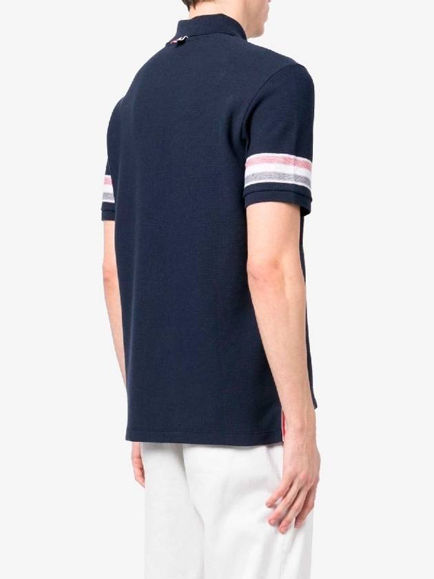 Men s Polo Navy Short Sleeve T Shirt - THOM BROWNE - BALAAN 4