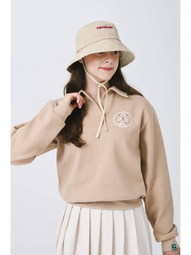 Rookie open collar neck long sleeve sweatshirt BEIGE - MONBIRDIE GOLF - BALAAN 6