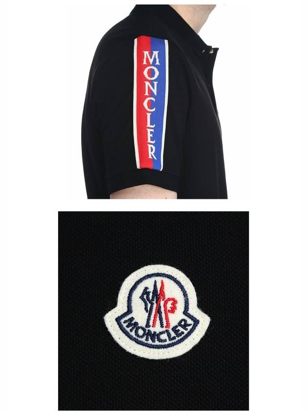 Stripe Trimming Logo Short Sleeve Polo Shirt Black - MONCLER - BALAAN 6