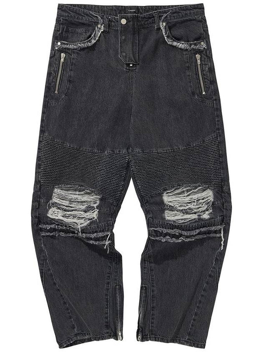 DENIM BIKER BAGGY PANTS BLACK - LIBERE - BALAAN 1