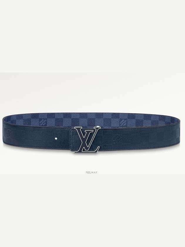 LV Initial 40mm Reversible Leather Belt Blue - LOUIS VUITTON - BALAAN 4