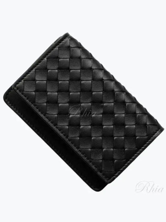 Intrecciato Flap Card Wallet Black - BOTTEGA VENETA - BALAAN 2