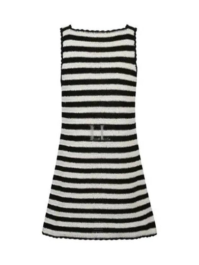 Triomphe Striped Crochet Short Dress Ecru Black - CELINE - BALAAN 2