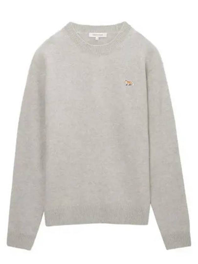 Baby Fox Patch Regular Knit Top Light Grey Melange - MAISON KITSUNE - BALAAN 2