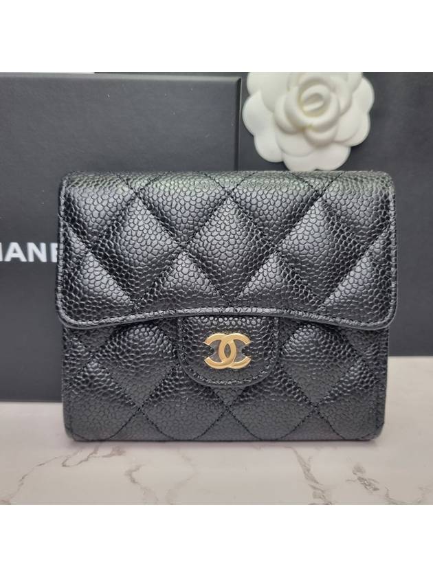 Small Classic Flap Wallet Grained Calfskin & Gold Black - CHANEL - BALAAN 2