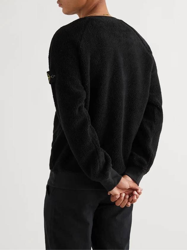 Wappen Patch Shearling Sweatshirt Black - STONE ISLAND - BALAAN 5