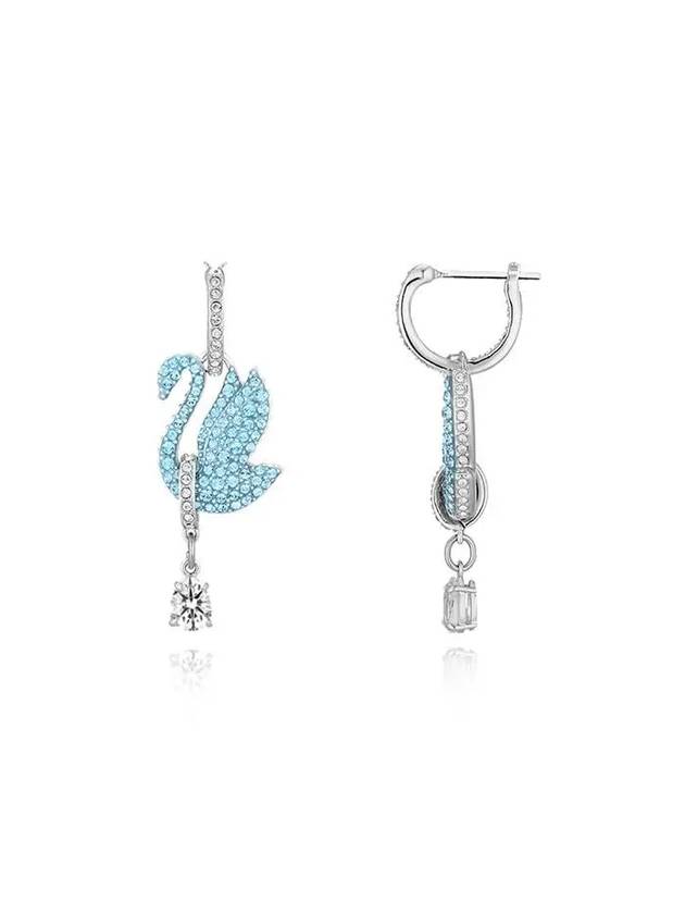 Iconic Swan Drop Rhodium Plated Earrings Blue - SWAROVSKI - BALAAN 2