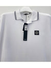 Stretch Cotton Pique Short Sleeve Polo Shirt White - STONE ISLAND - BALAAN 3