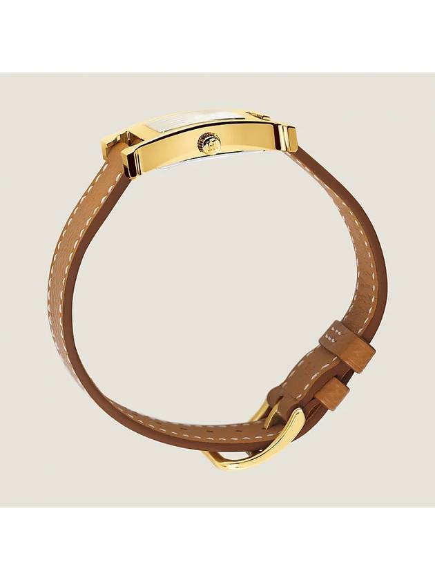 Heure H Watch Small Gold Epsom Strap & Yellow Gold Steel - HERMES - BALAAN 3