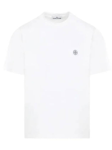 Compass Patch Regular Fit Cotton Short Sleeve T-Shirt White - STONE ISLAND - BALAAN 1