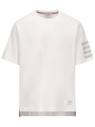 4-Bar Striped Cotton Short Sleeve T-Shirt White - THOM BROWNE - BALAAN 2