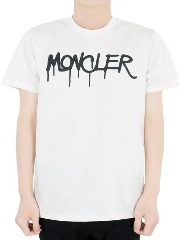 23 F W Men's Lettering Logo Printing Short Sleeve Ivory 8C00013 83927 034 - MONCLER - BALAAN 1