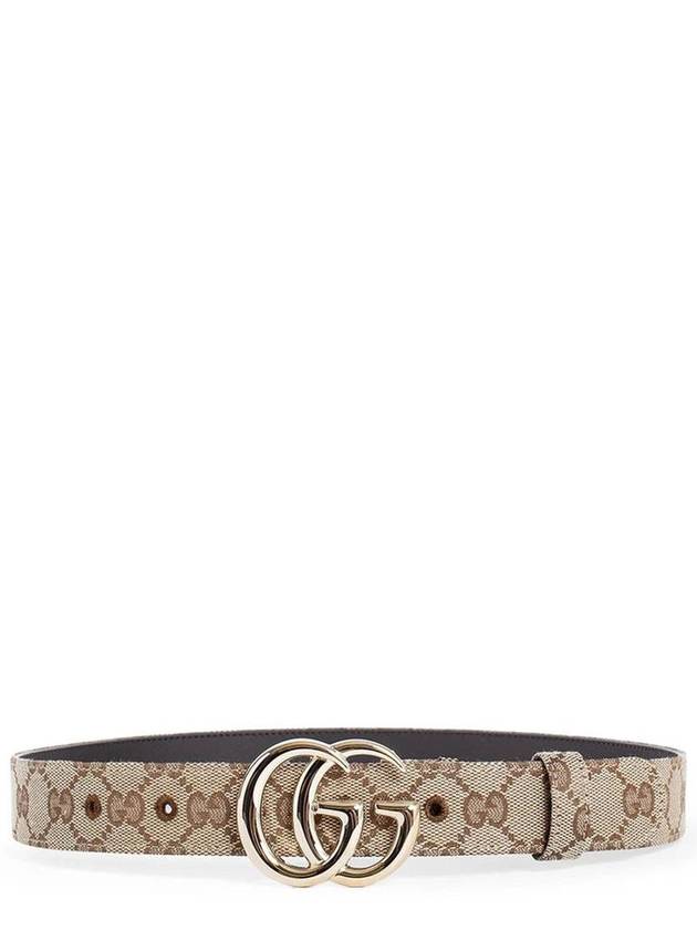 GG Marmont Thin Canvas Belt Beige - GUCCI - BALAAN 2